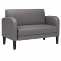 Elegantes Zweisitzer-Sofa aus grauem Kunstleder - Komfort und Stil für Ihr Wohnzimmer