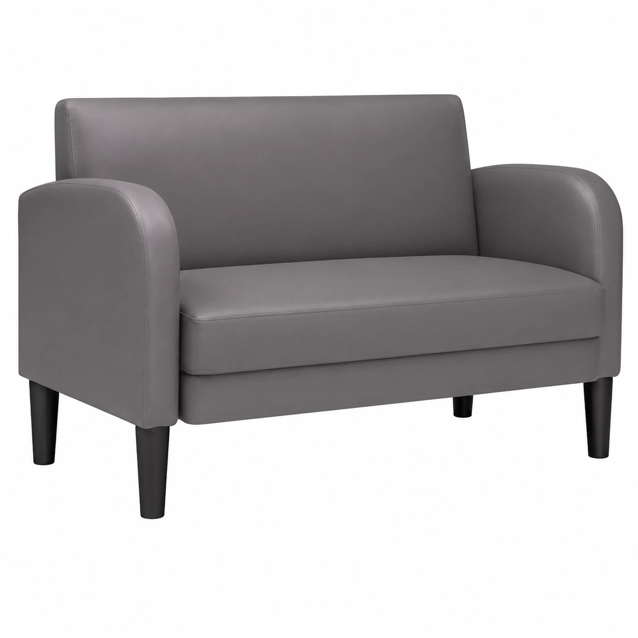 Elegantes Zweisitzer-Sofa aus grauem Kunstleder - Komfort und Stil für Ihr Wohnzimmer