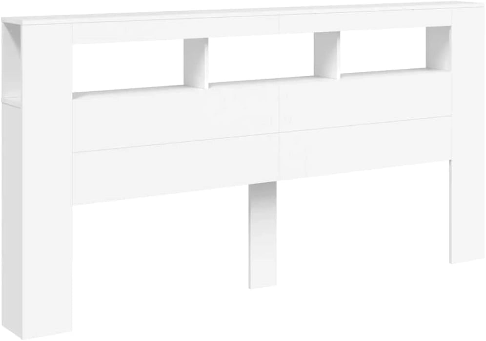 VidaXL Hoofdeinde met LED 200x18,5x103,5 cm bewerkt hout wit