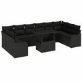 Moderne 11-teilige Gartenmöbel-Set aus Poly-Rattan: Sofa, Hockerbank und höhenverstellbarer Tisch