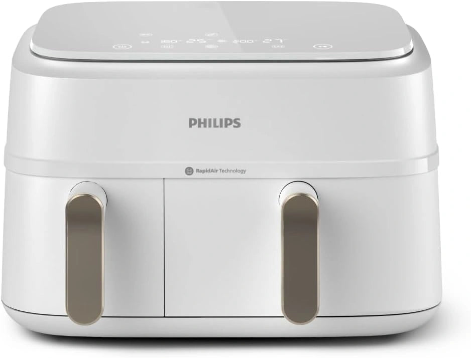 Philips Dual Basket heteluchtfriteuse 3000 Series, 8-in-1 functies, 9 liter, 2 Lades, Auto-sync Bereidingstijd, 90% Minder Vet, Rapid Air-technologie