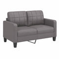 Moderner Zweisitzer Sofa aus Kunstleder mit stabilem Metallgestell, Grau