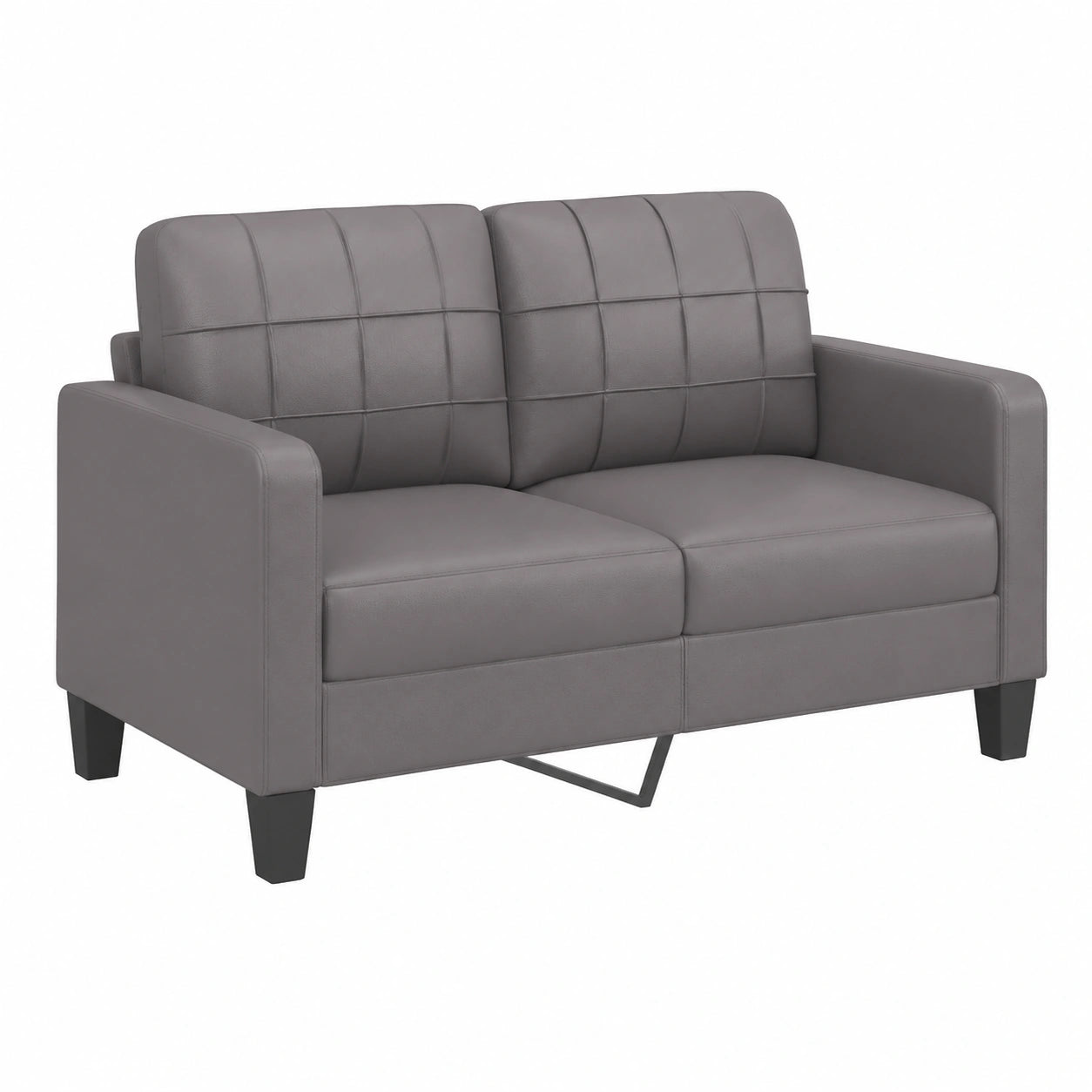 Moderner Zweisitzer Sofa aus Kunstleder mit stabilem Metallgestell, Grau