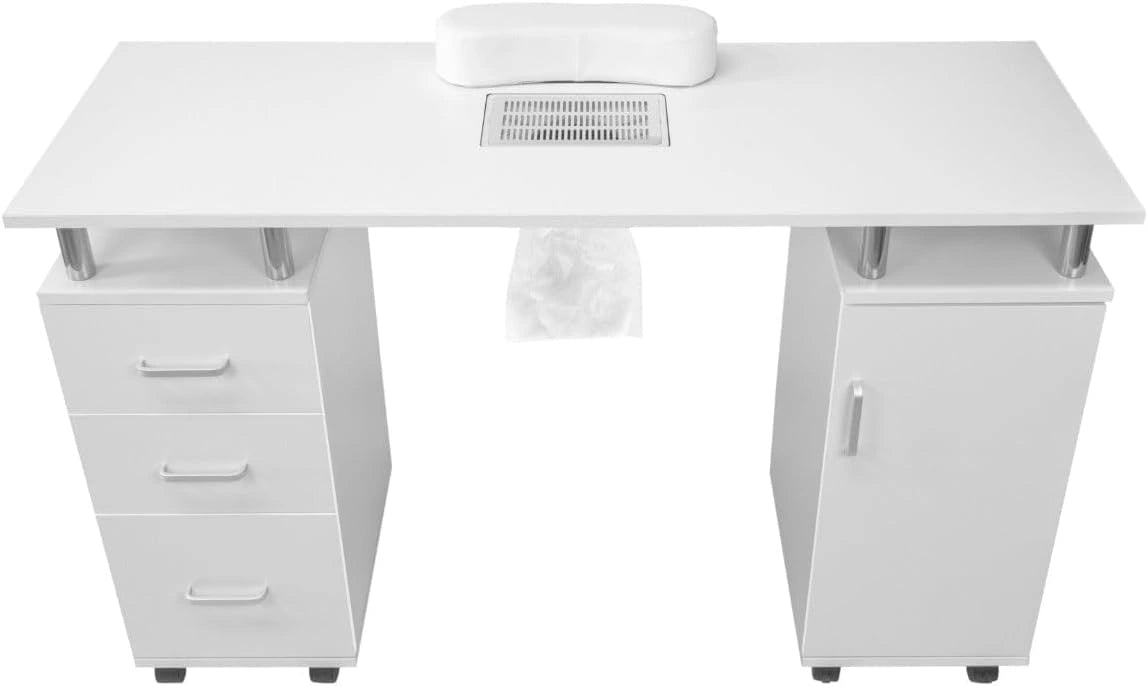 Manicuretafel met Afzuiging Stofzuiger, 120cm x 45 cm x 76 cm, Professionele Salon Tafel Manicure Nagelsalon Nagelstudio Nagelstofzuiger Nageltafel