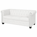 Elegantes Chesterfield 3-Sitzer Sofa aus Kunstleder in Weiß