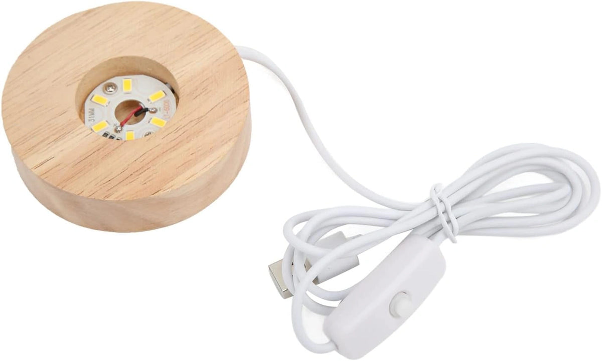 ASHATA 8 Cm LED-displaybasis, Eikenhout, Verlichte Lamp (onderkant van, beige