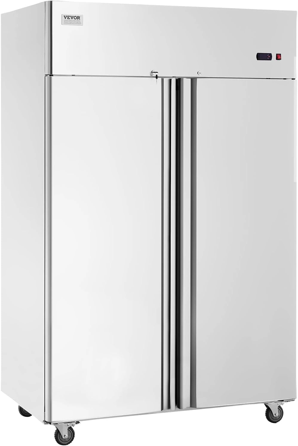 VEVOR Commerciële vriezer 1100 L, vriezer met 2 deuren, roestvrijstalen vriezer met automatische ontdooiing, 6 verstelbare planken