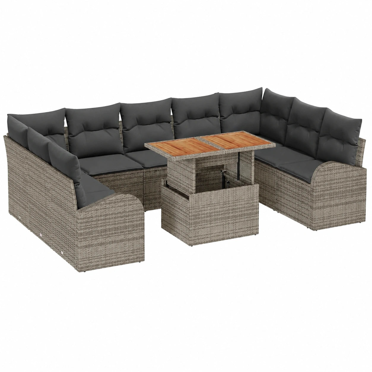Modulares 9-Sitzer Rattan-Sofa-Set, wetterfest, für Terrasse und Balkon