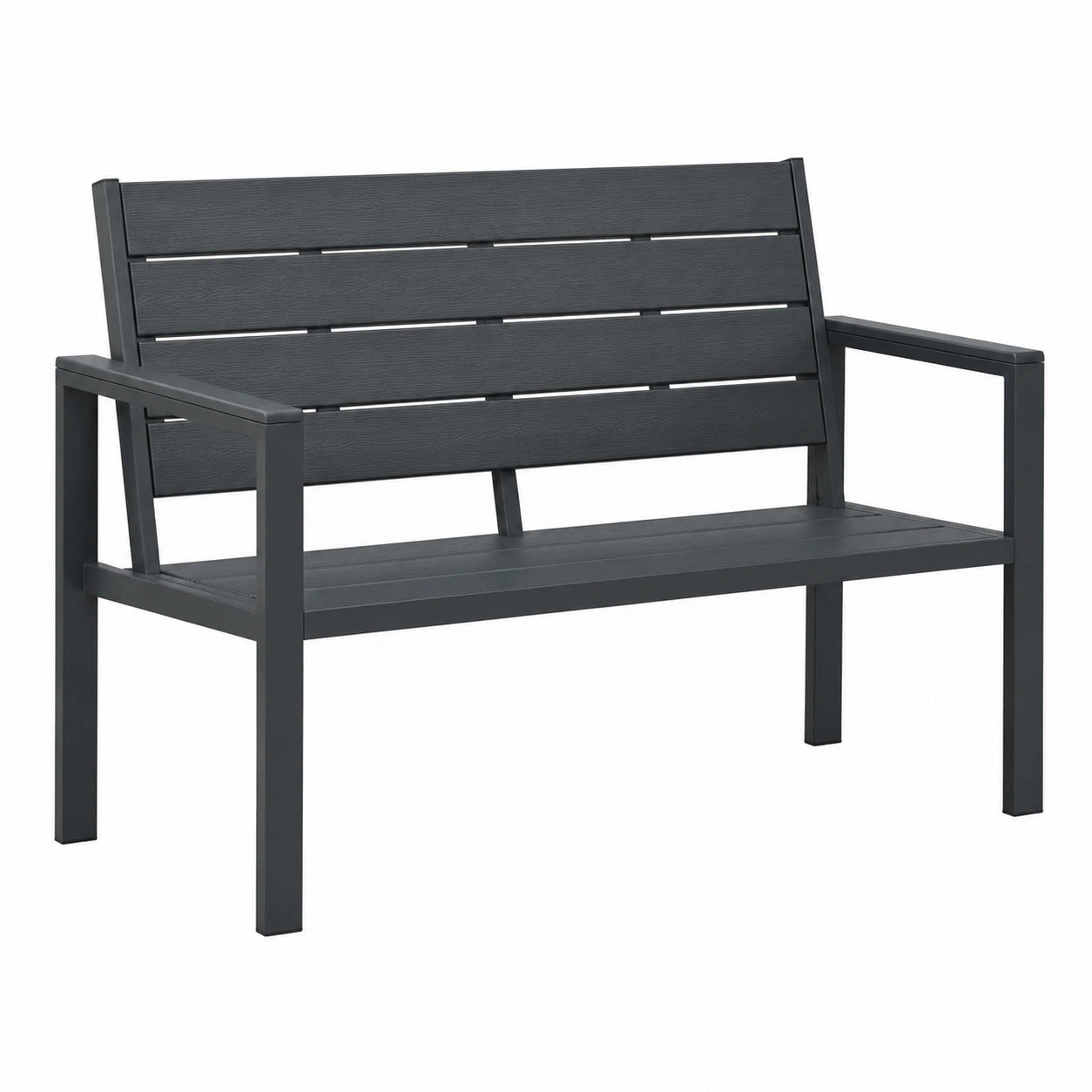 Robuste Gartenbank 120 cm aus HDPE in Holzoptik, Grau – Ideal für Garten, Park und Balkon