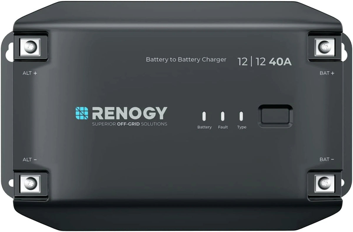 Renogy DC naar DC acculader, 12 V, 40 A, intelligente DCDC acculader, laadregelaar op zonne-energie voor schijnwerpers, gel-, AGM-lithium-batterijen