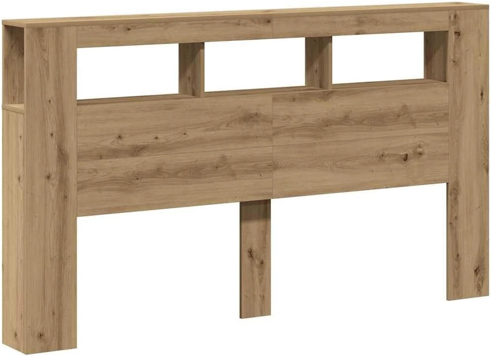 VidaXL Hoofdeinde met LED 180x18,5x103,5 cm hout artisanaal eikenkleur, grijs