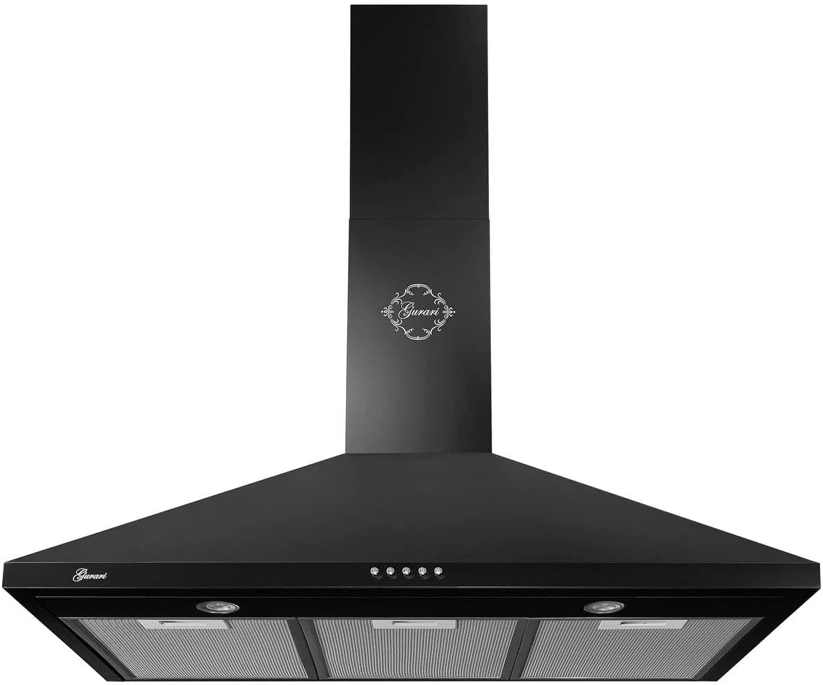 Gurari Afzuigkap 90 cm GCH C 147 BL 9 N, Wandkap Zwart, Krachtige motor 1000 m³/h, Afzuigkap Afzuigkap Afvoer & Convectie, LED-verlichting
