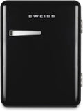 SWEISS WEISS9 Mini-bar, vintage, 31 l, mini-koelkast, compact, retro design, stille koelkast, 24 dB, voor slaapkamer, kantoor, dranken of cosmetica