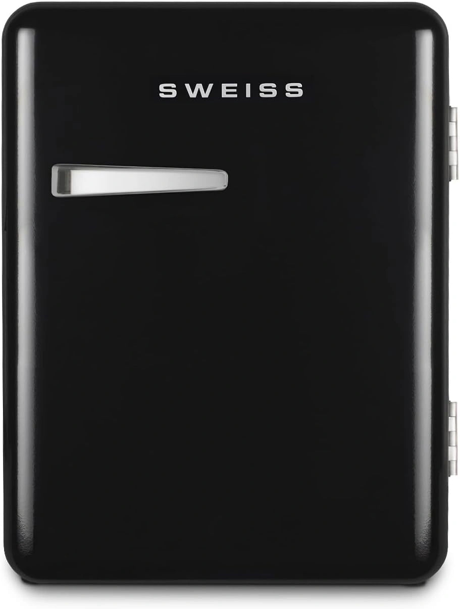 SWEISS WEISS9 Mini-bar, vintage, 31 l, mini-koelkast, compact, retro design, stille koelkast, 24 dB, voor slaapkamer, kantoor, dranken of cosmetica