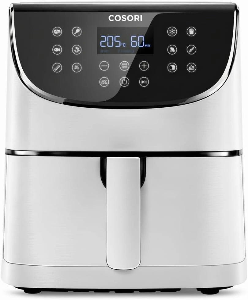 COSORI Heteluchtfriteuse 5,5 l XXL witte friteuse heteluchtfriteuse heteluchtfriteuse met digitaal led-aanraakscherm, 13 programma's