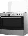 Taurus CIGE5FIXMF Vrijstaand fornuis, roestvrij staal, gas/elektrische oven, butaan/aardgas, 5 branders, oven 95 l, digitale timer, dubbel glas