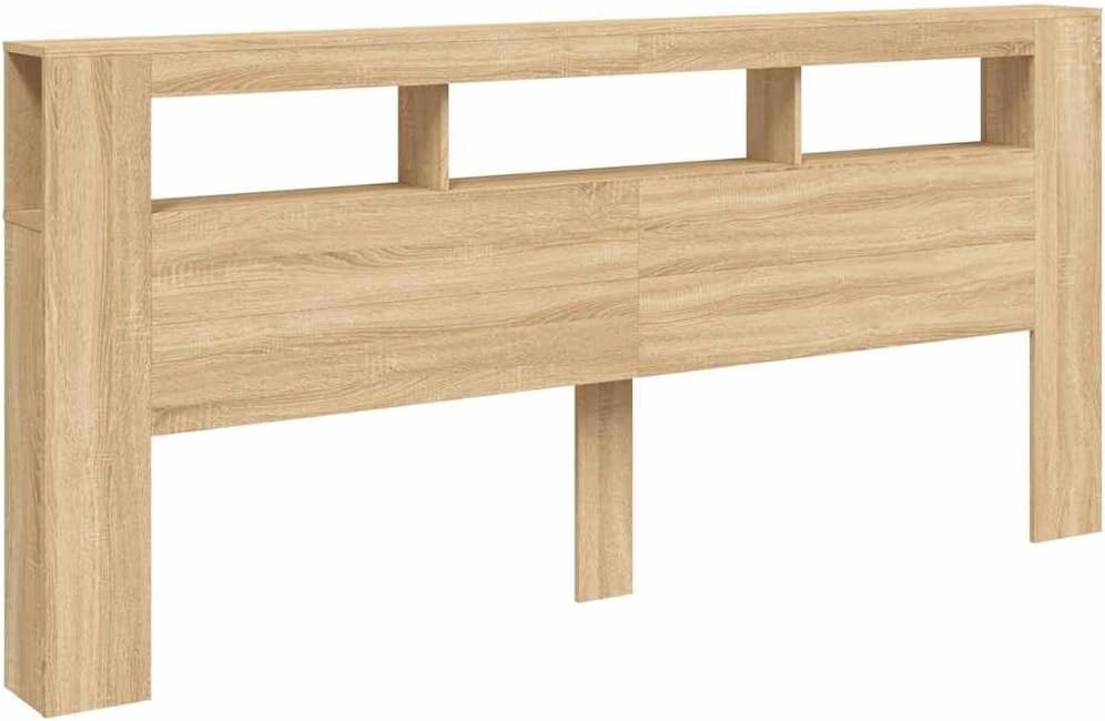 VidaXL Hoofdbord met LED 220x18,5x103,5 cm bewerkt hout sonoma eiken, beige