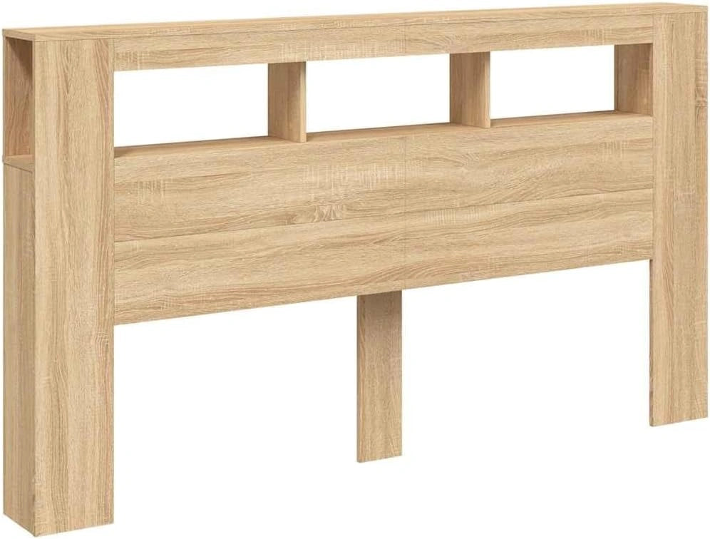 VidaXL Hoofdbord met LED 180x18,5x103,5 cm bewerkt hout sonoma eiken, beige