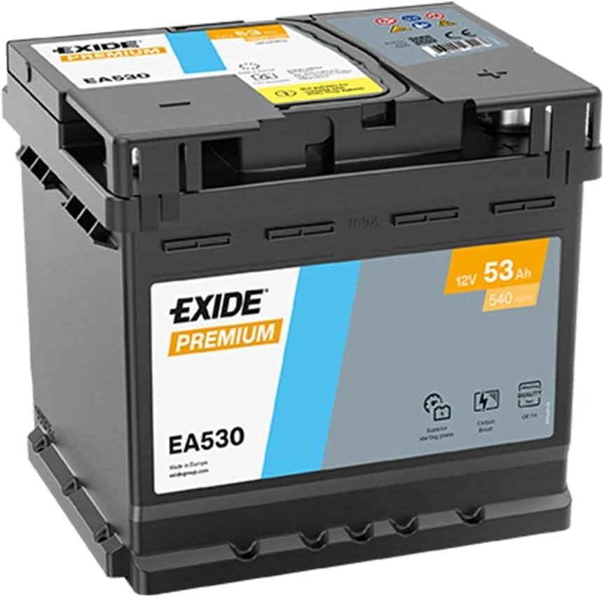 Exide EA530 Premium Carbon Boost autoaccu, 12 V, 53 Ah, 540 A, grijs