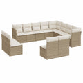 Modulares 12-teiliges Poly-Rattan Gartenmöbel-Set in Beige, UV-beständig, für Balkon und Terrasse
