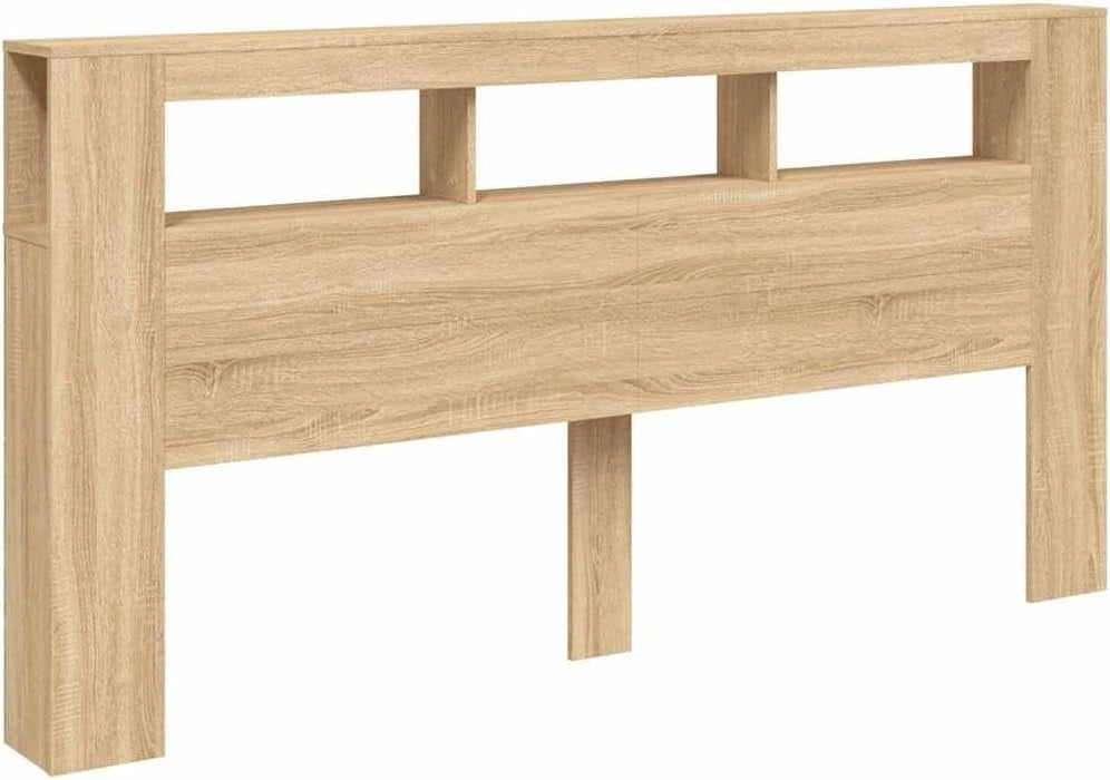 VidaXL Hoofdbord met LED 200x18,5x103,5 cm bewerkt hout sonoma eiken, beige