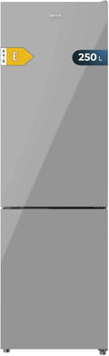 Cecotec CoolMarket Bolero 250 grijs Glass E Combi-koelkast 180 cm x 55 cm, 250 l, volledig vorstvrij, E-Klasse, Multi Air Flow, Fast Cooling