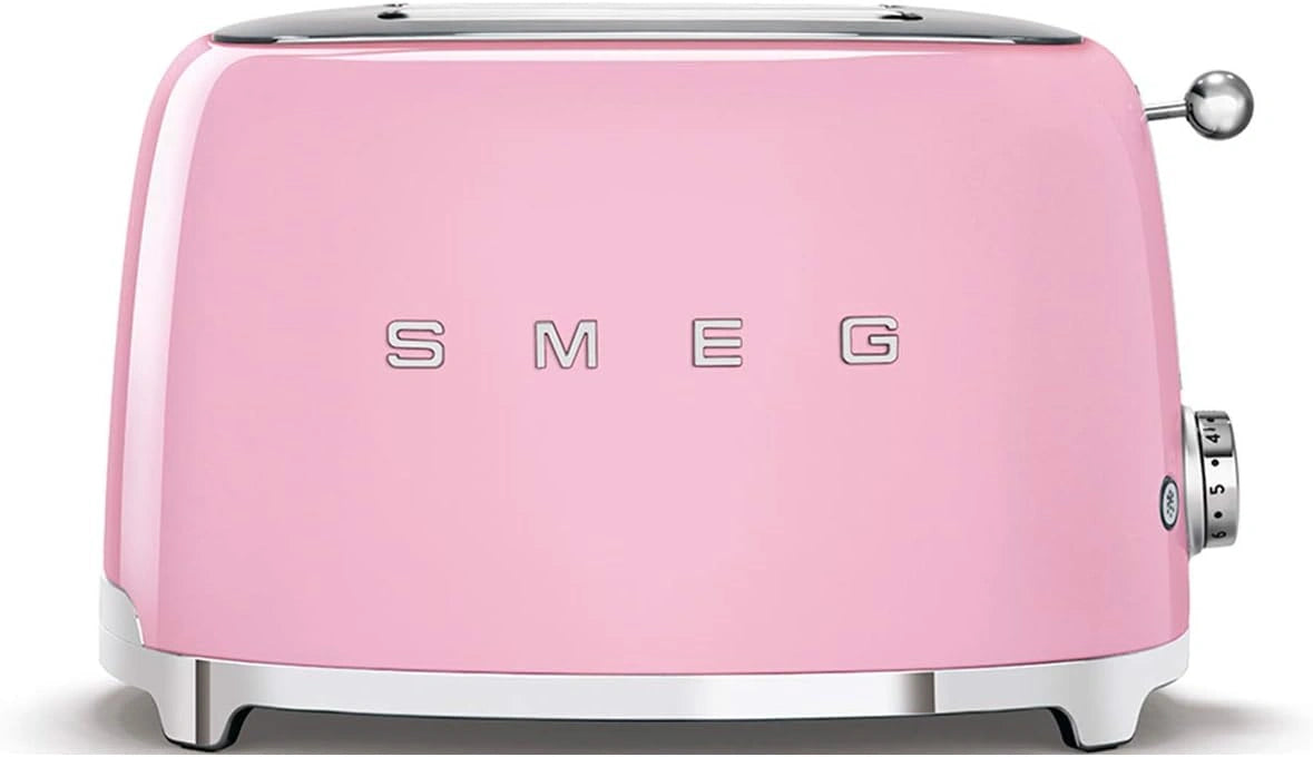 Smeg, 2 x 2 TSF01PKEU broodrooster, 2 sleuven voor 2 sneden, 6 vergulde niveaus, verwarmingsfunctie, ontdooi- en bagelfunctie, verzamellade, 950 W