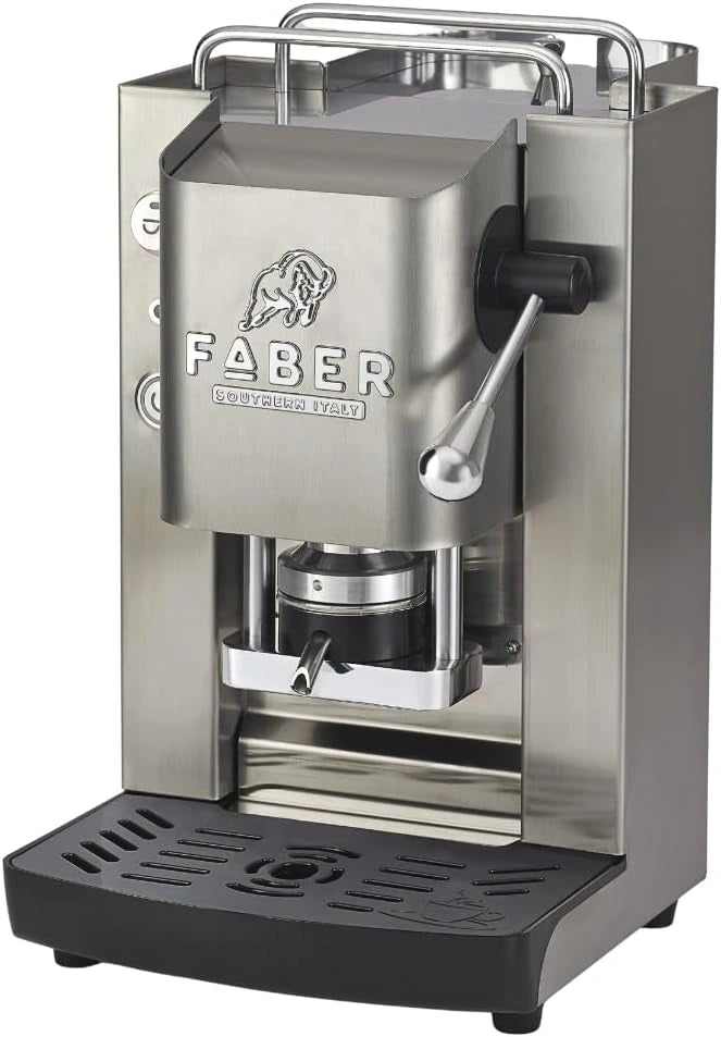 FABER COFFEE MACHINES Pro 3.0 Inox Koffiezetapparaat ESE 44 mm, van staal met magneetventiel, uitneembare padhouder en glazen bus (mat satijn)