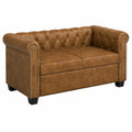 Chesterfield 2-Sitzer Sofa aus Kunstleder in Braun, Klassisches Design