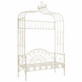 Klassische Gartenbank aus Eisen, Weiß, 122 cm – Ideal für Garten und Balkon