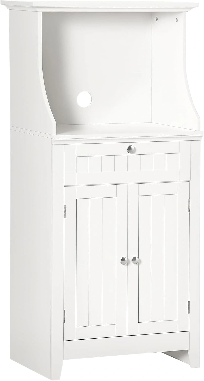 HOMCOM Magnetronkast keukenkast met 1 lade, 2 deuren, 60 x 40 x 122,5 cm, wit