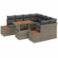 9-teiliges Gartenmöbel-Set aus grauem Poly-Rattan mit Hockerbank, modular, ideal für Balkon, Terrasse und Wintergarten