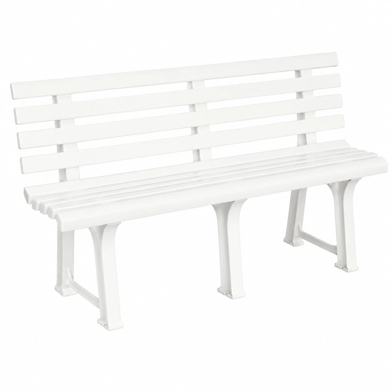 Weiße Gartenbank aus Kunststoff, 145,5 cm - Ideal für Garten, Park und Balkon