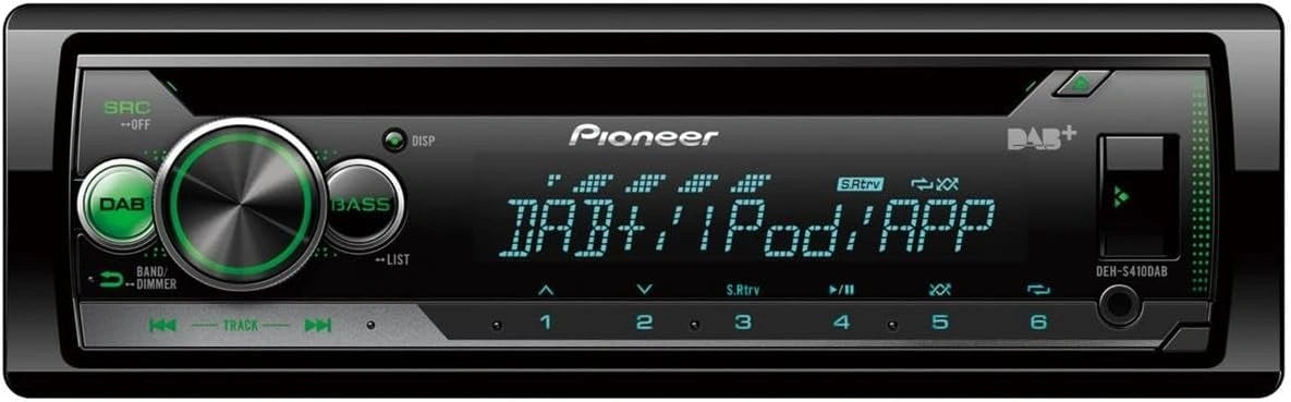 Pioneer DEH-S410DAB, 1DIN autoradio, CD-tuner met FM en DAB+, MP3, USB en AUX-ingang, RGB, verlichting, Smart Sync App, 5- Band Equalizer, Spotify