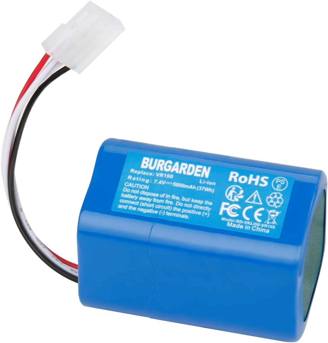 7.4V 5000mAh Li-Ion batterij compatibel met Vorwerk Kobold, VR100 Kobold VX100, batterij onderdeelnummer Vorwerk SCM61932, 46439, PN46439, blauw