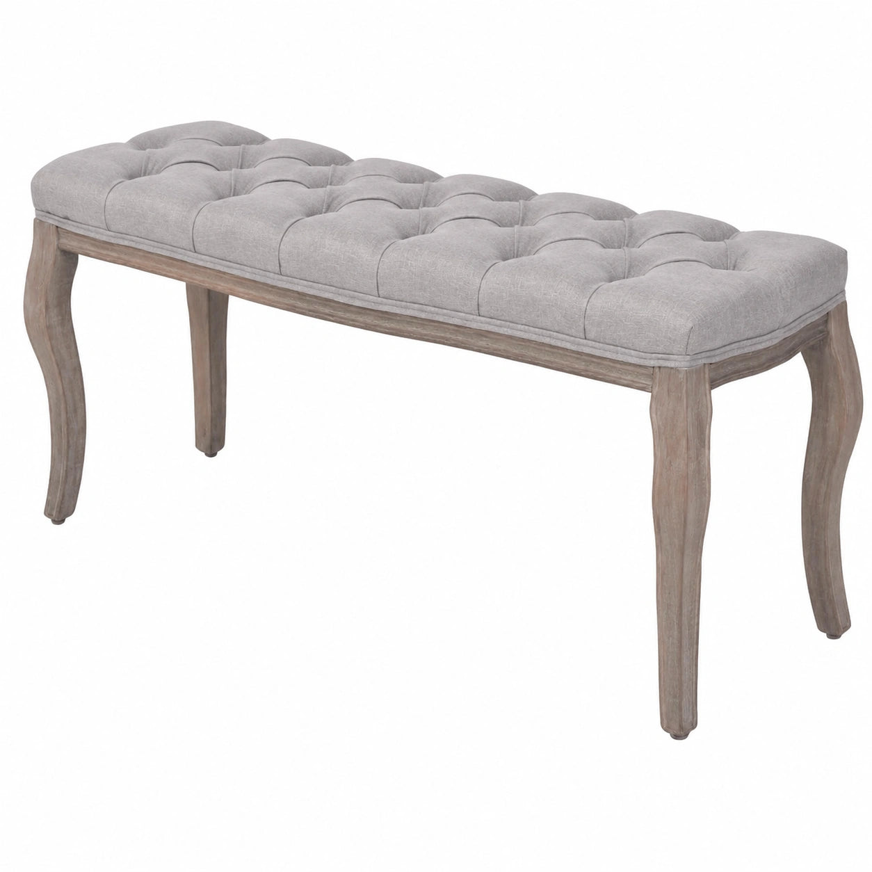 Esszimmer-Sitzbank aus Massivholz mit Leinenbezug, Dunkelgrau, 110x38x48 cm