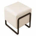 Moderner Lederhocker mit Metallbeinen für Wohnzimmer und Schlafzimmer - Beige