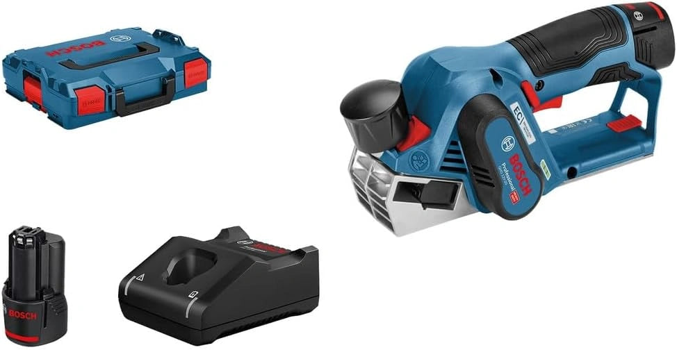 Bosch Professional 12V System accuschaafmachine GHO 12V-20 (schaafbreedte max: 56 mm, incl. 2x 3,0 Ah accu + oplader, 2x schaafmes, in L-BOXX 136)