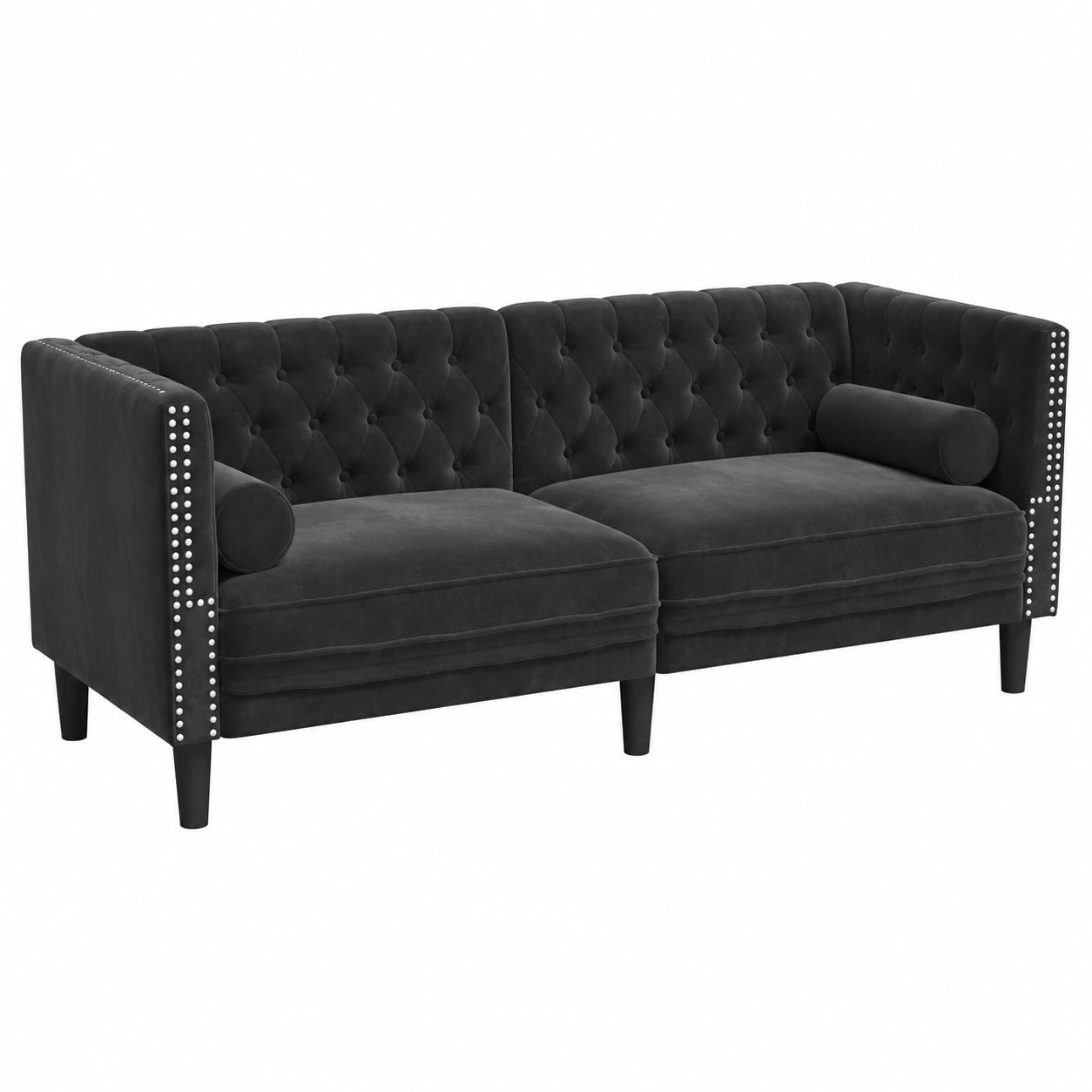 Elegantes Chesterfield Sofa, 2-Sitzer, Klassisches Design in Schwarz, Polsterkomfort für Ihr Wohnzimmer
