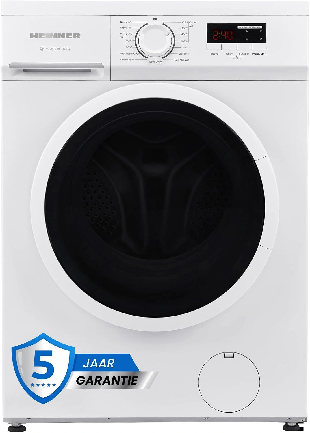 HWM-M8014SMA+++ Voorlader Wasmachine, 8kg, 1400tpm, Inverter Motor, Energieklasse A+++, Zilver, Stil en Duurzaam, Diverse Wasprogramma's