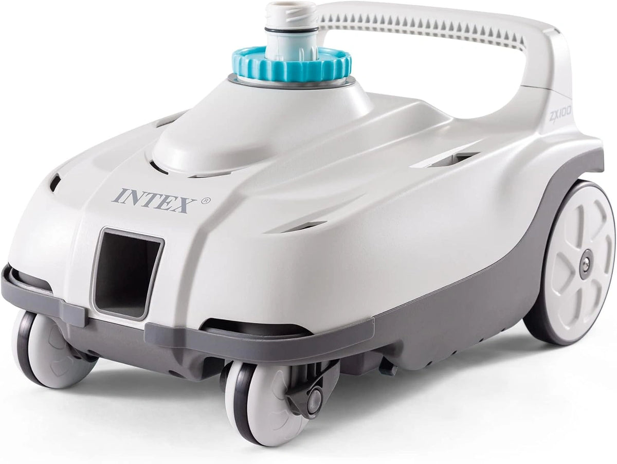 INTEX 28006E ZX100 drukzijde bovengronds automatische zwembadreiniger: voor grotere zwembaden, reinigt de zwembadvloer, verwijdert puin