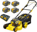 Nemura Zelfrijdende grasmaaier met accu, 80 V (2 x 40 V), snijdt 46 cm, tot 500 m², mulchfunctie, levering met 4 accu's van 4 Ah en 2 opladers