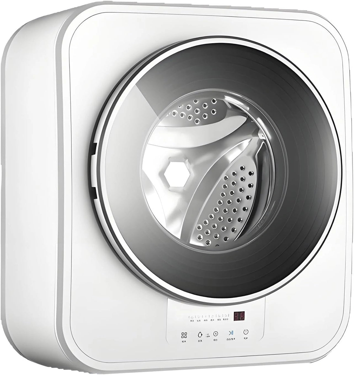 Compacte Wandgemonteerde Mini Was Droogcombinatie,Wasmachine 3 Kg, zilver