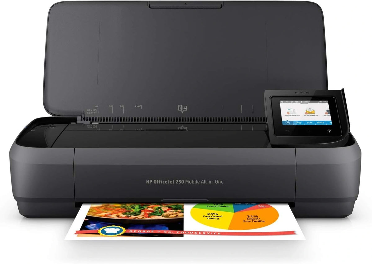 HP OfficeJet 250 Mobile Printer, Draadloze Wifi kleuren inktjet printer voor thuis (Printen, kopiëren, scannen), bruin/zwart