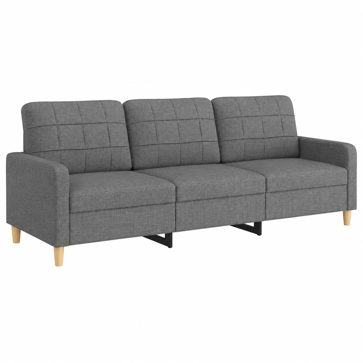 Willood Dunkelgraues 210 cm 3-Sitzer-Sofa mit Metallrahmen für Wohnzimmer