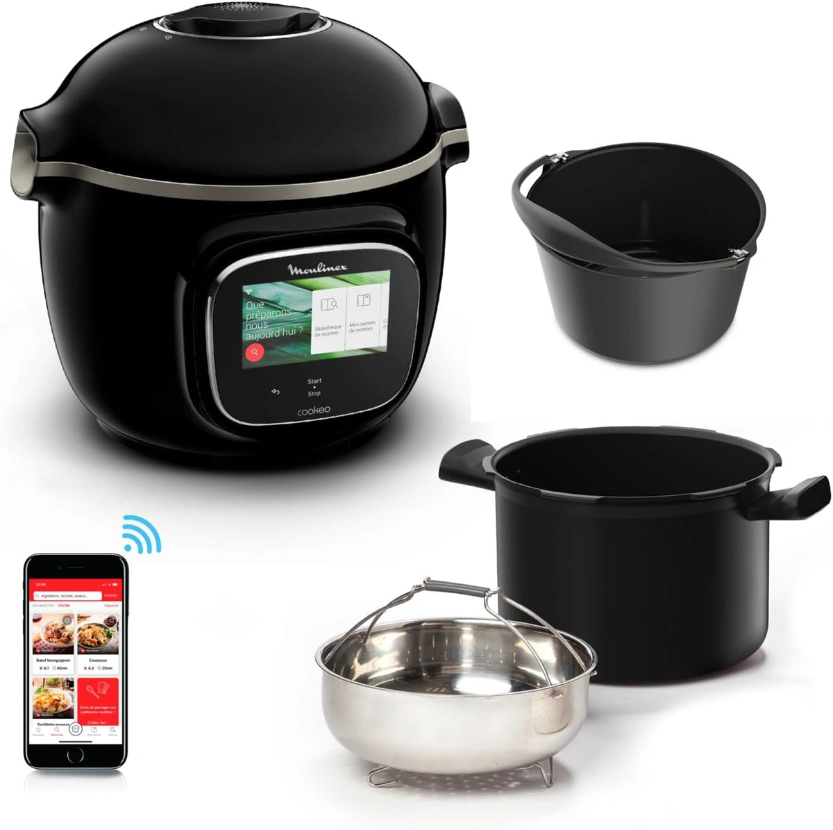 Moulinex Cookeo Touch Wifi Smart multikoker hoge druk + taartvorm 18 cm, zwart