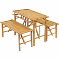 Bambus-Bierbank-Set 100 cm mit 2 Bänken für Garten und Balkon
