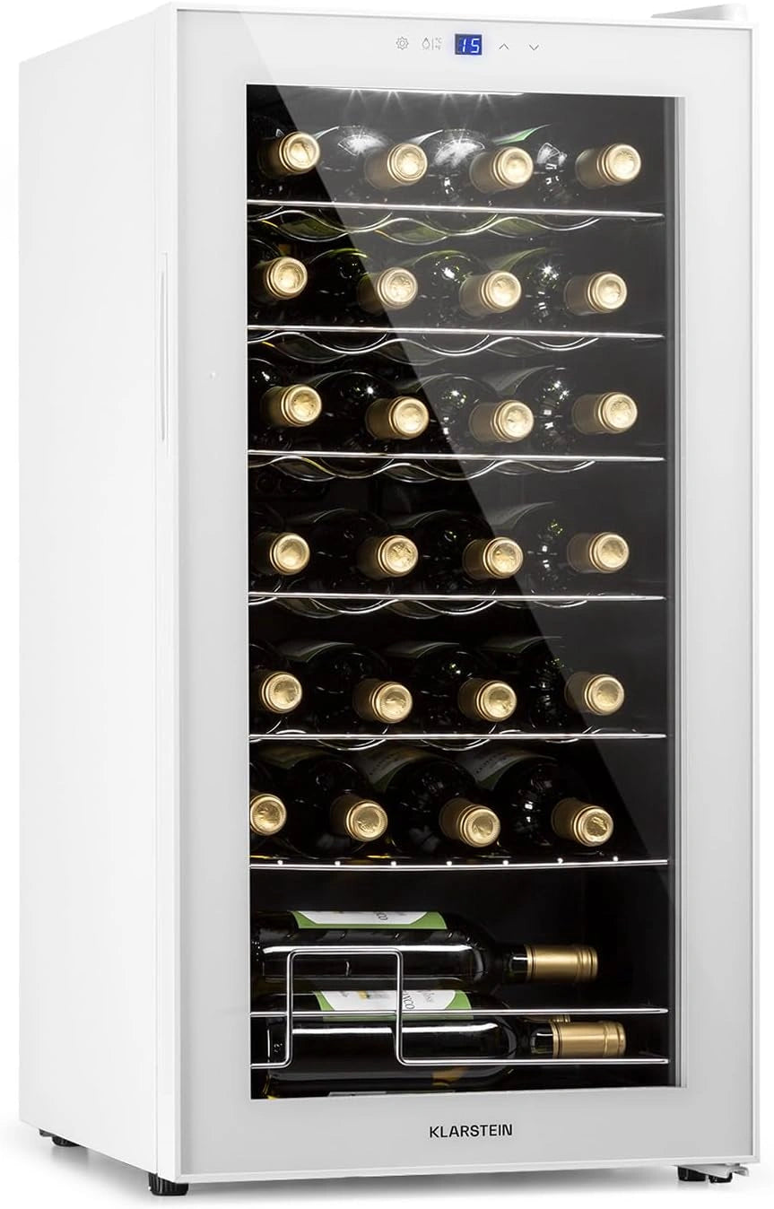 Klarstein Shiraz Wijnkoelkast Zwart, 28 flessen, 1 zone, vrijstaand