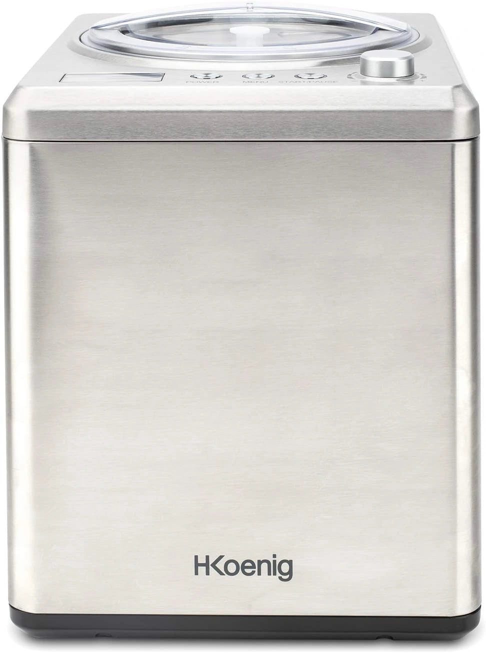H.Koenig professionele IJsmachine HF340, 2 L, 180 W, elektrisch, snelle voorbereiding, Koud-houden Functie, voor Sorbet en Yoghurtijs, Zilver