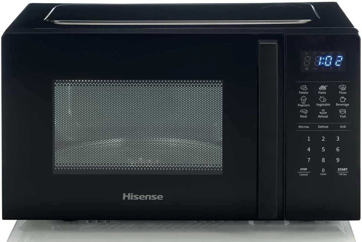 Hisense H20MOBS4HG Magnetron met elektronische bediening, inhoud 20 l, vermogen 700 watt, grillfunctie 800 W, led-scherm, touch-bediening, kleur zwart